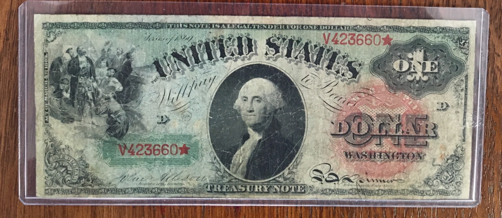 1869 $1 RAINBOW *Gorgeous Mid-Grade Example of this RARE Note* CV $1,020 in VF20