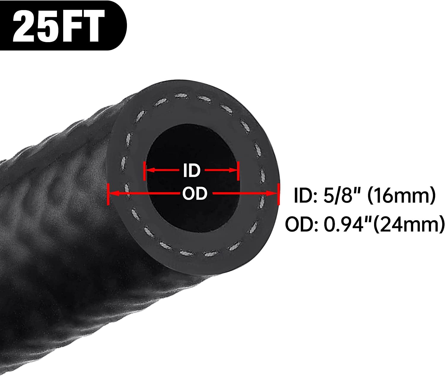 Rubber Fuel Hose Line Push Lock 3/8" 1/2" 3/16" 3/4" 1/4" 5/16" 5/8" NBR 300PSI