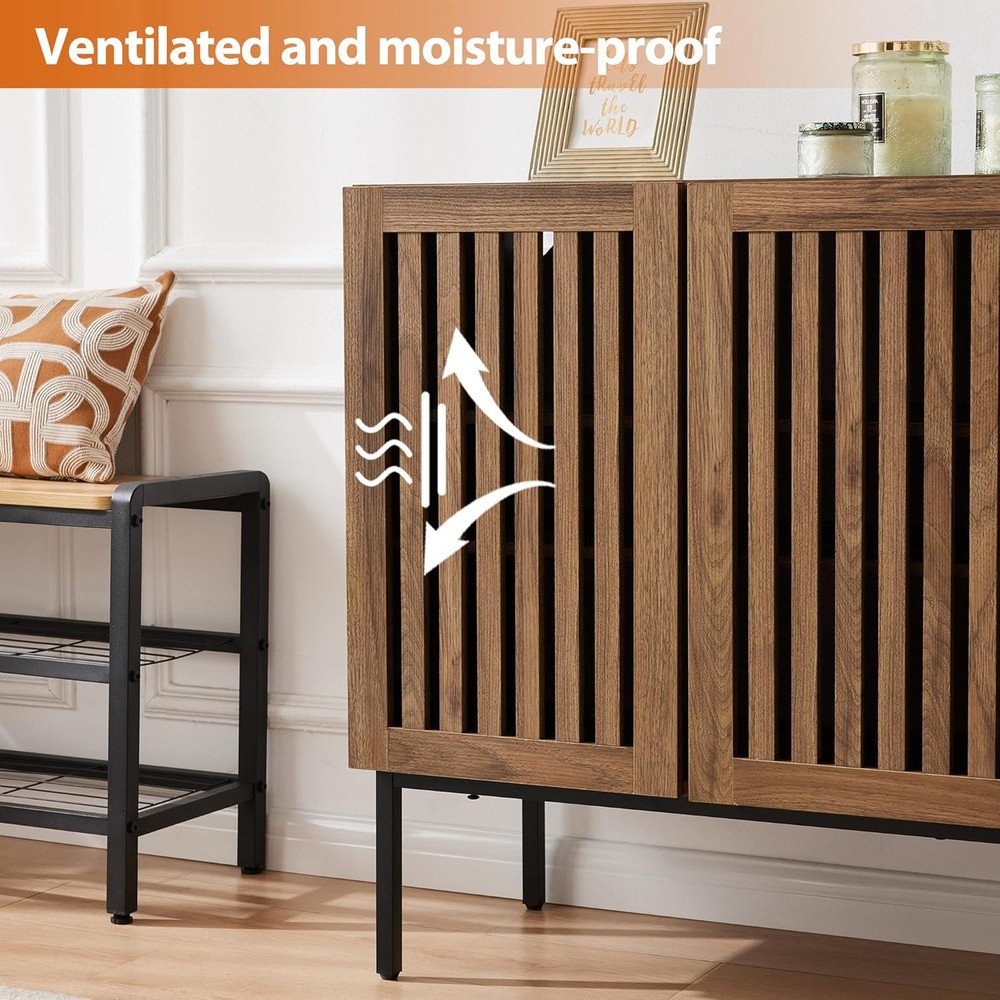 Walnut Buffet Cabinet with Storage & Adjustable Shelf for Dining & Living Spaces