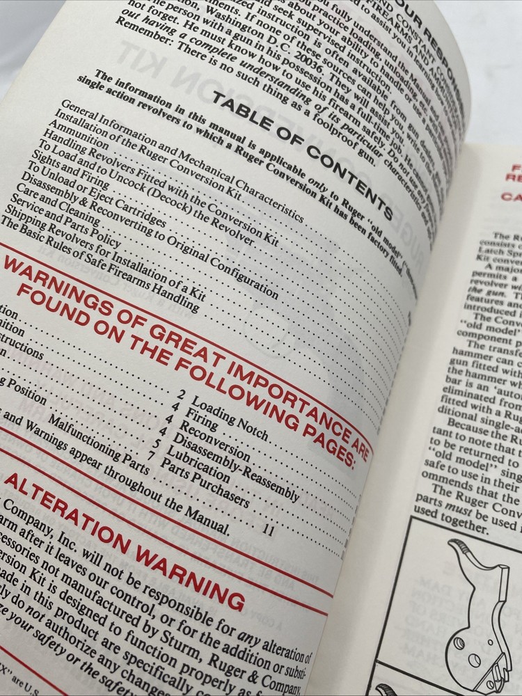 Instructional Manual Ruger Old Model Single Action Revolvers Conversion Kit Book