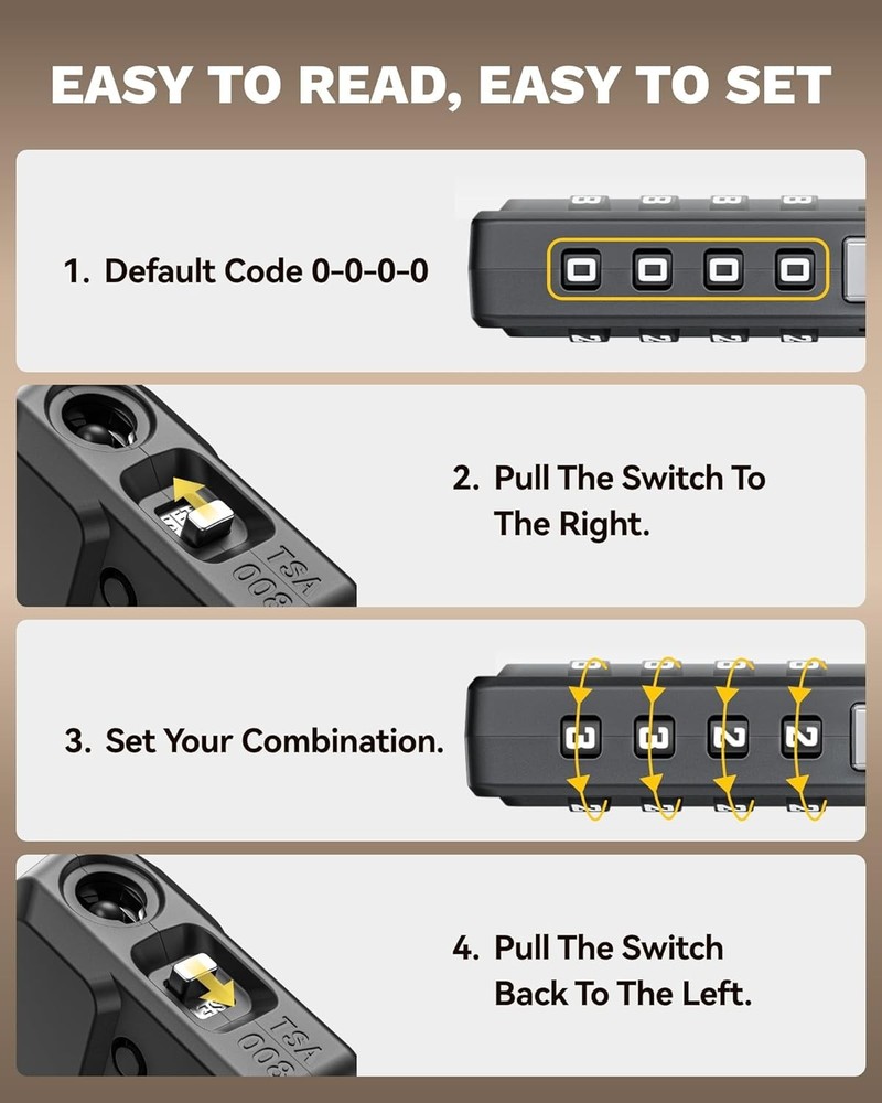 LUGGEX TSA Approved Luggage Locks, 4-Digit Combination Lock 2 Pack, Black