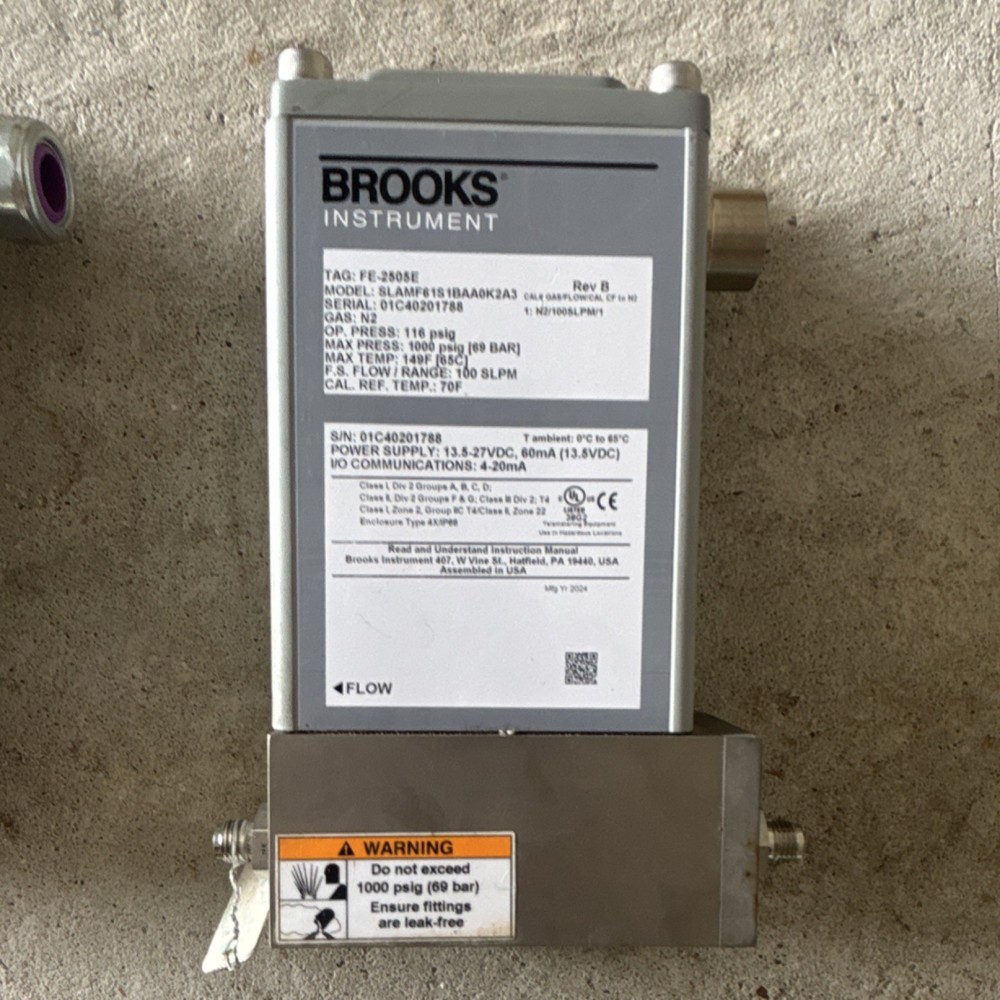 Brooks Instrument SLAMF61S1BAA0K2A3 Mass Flow Controller 100 SLPM N2