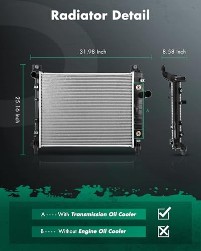 Engine Cooling Radiator Assembly Compatible with Dodge Dakota 2000-2004,