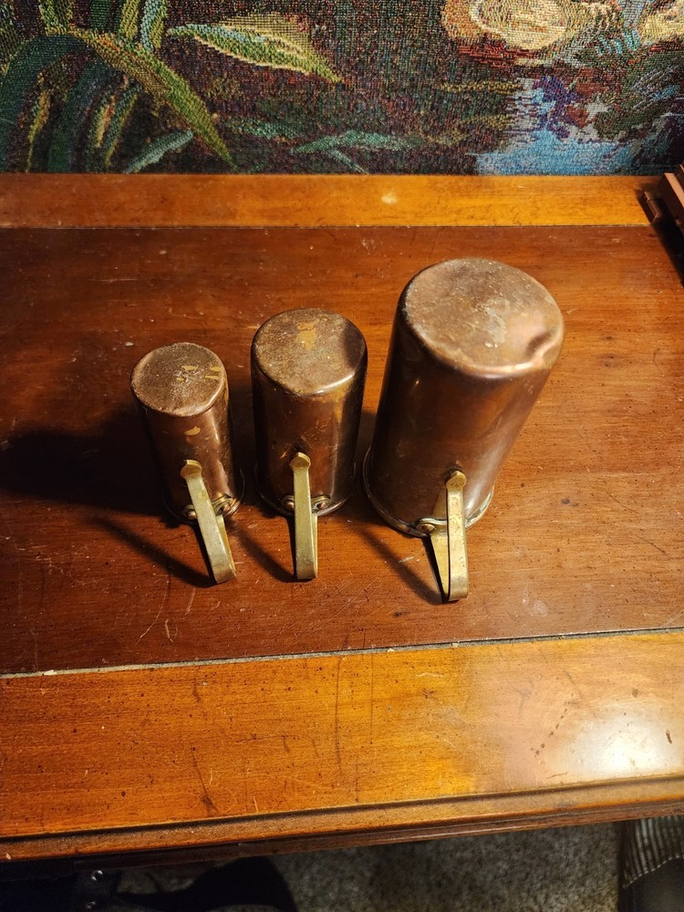 3 Vintage Copper Measuring Cups