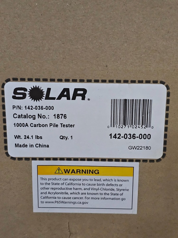 Solar 1876 1000 Amp Variable Load Carbon Pile Battery Tester 6/12/24 Volt