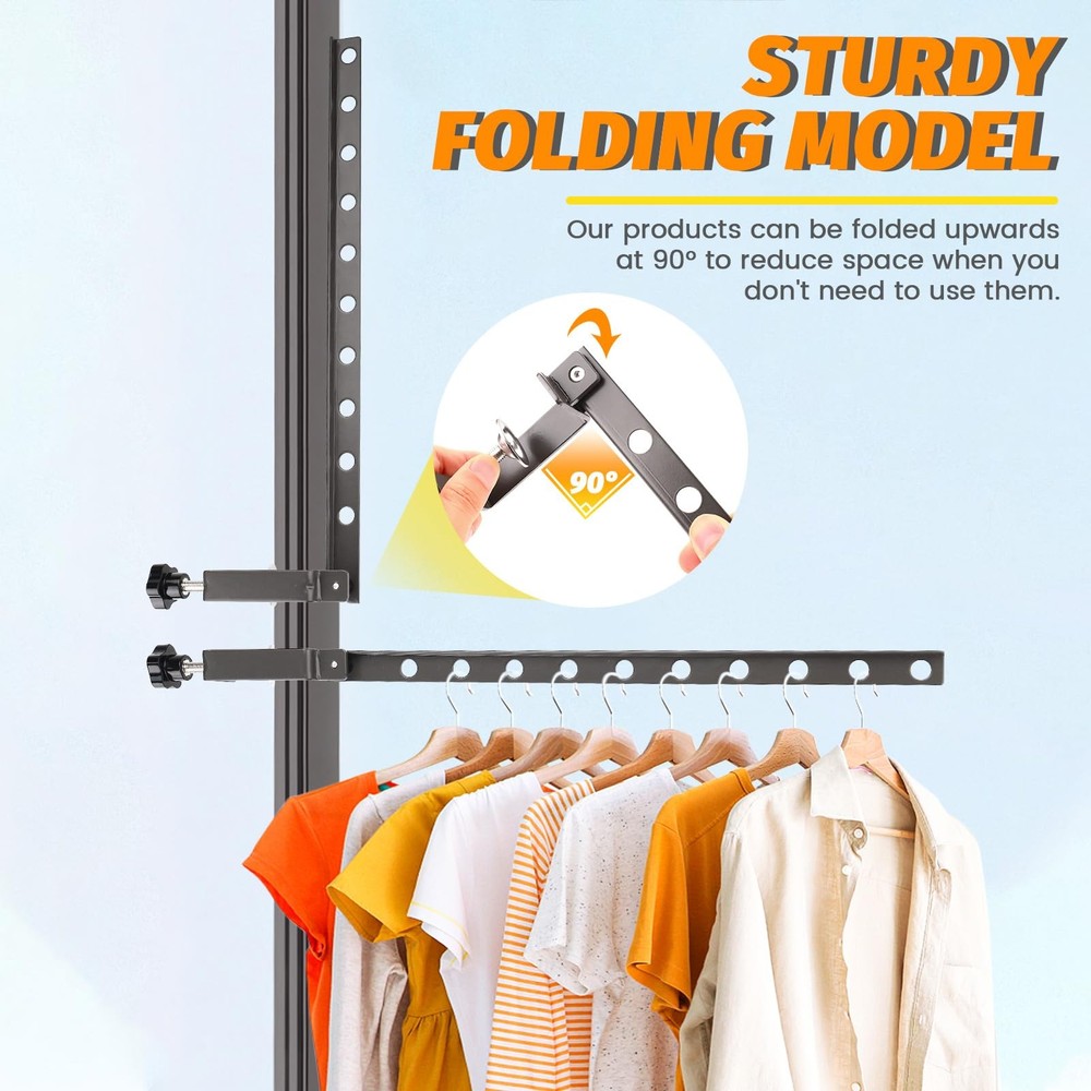Clamp-on Clothes Drying Rack, No-Drill Foldable Laundry Drying Rack Clothing ...
