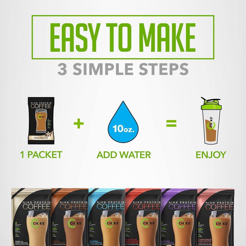 Chike High Protein Iced Coffee Sampler, 20g Protein, 6 Packets