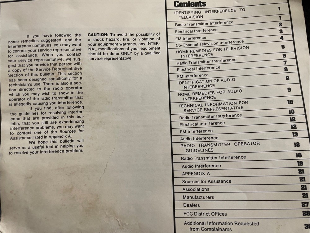May 1977 First Edition FCC Radio & TV interference Problems