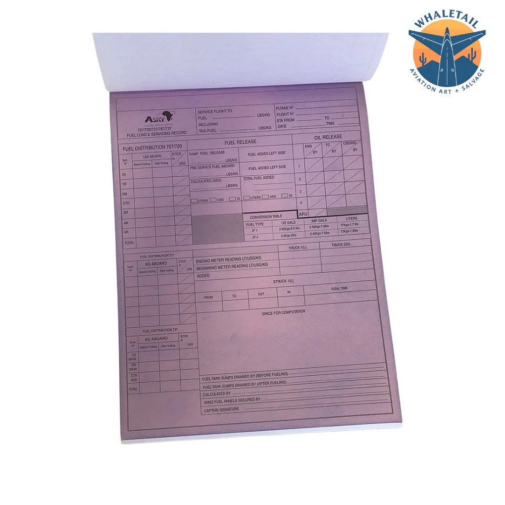 ASKY 737 Fuel Load & Servicing Record