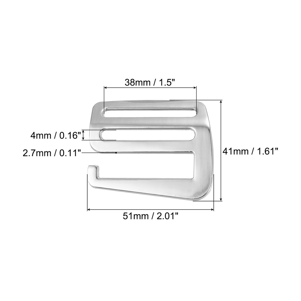 1.5" Webbing Release G Hook Buckle Adjusters for Backpack Strap, 4Pcs Silver