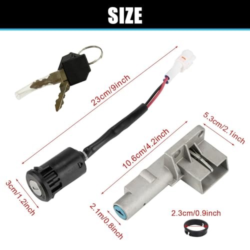 Motorcycle Ignition Key Switch Set, Ebike Ignition Switch with Key Fit for