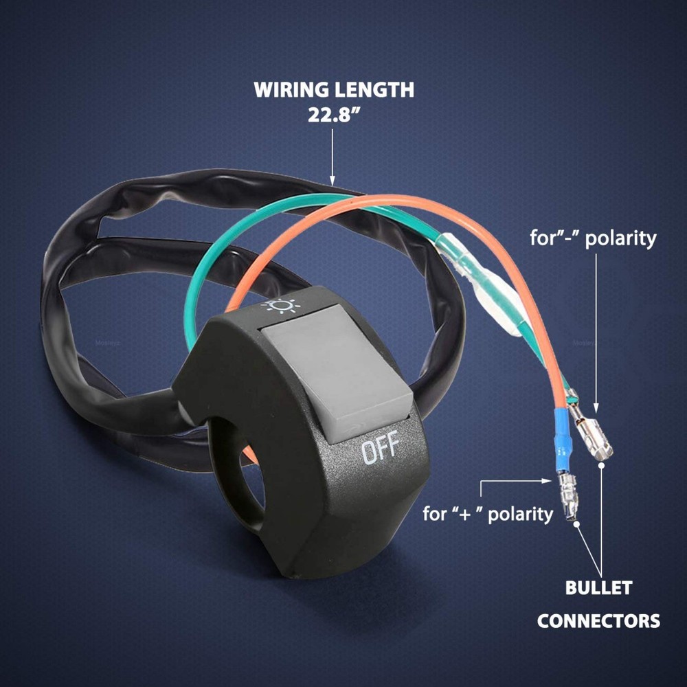 2 Pcs Motorcycle Handlebar Switch with On Off Push Button for U5 U7 U2-7/8inch