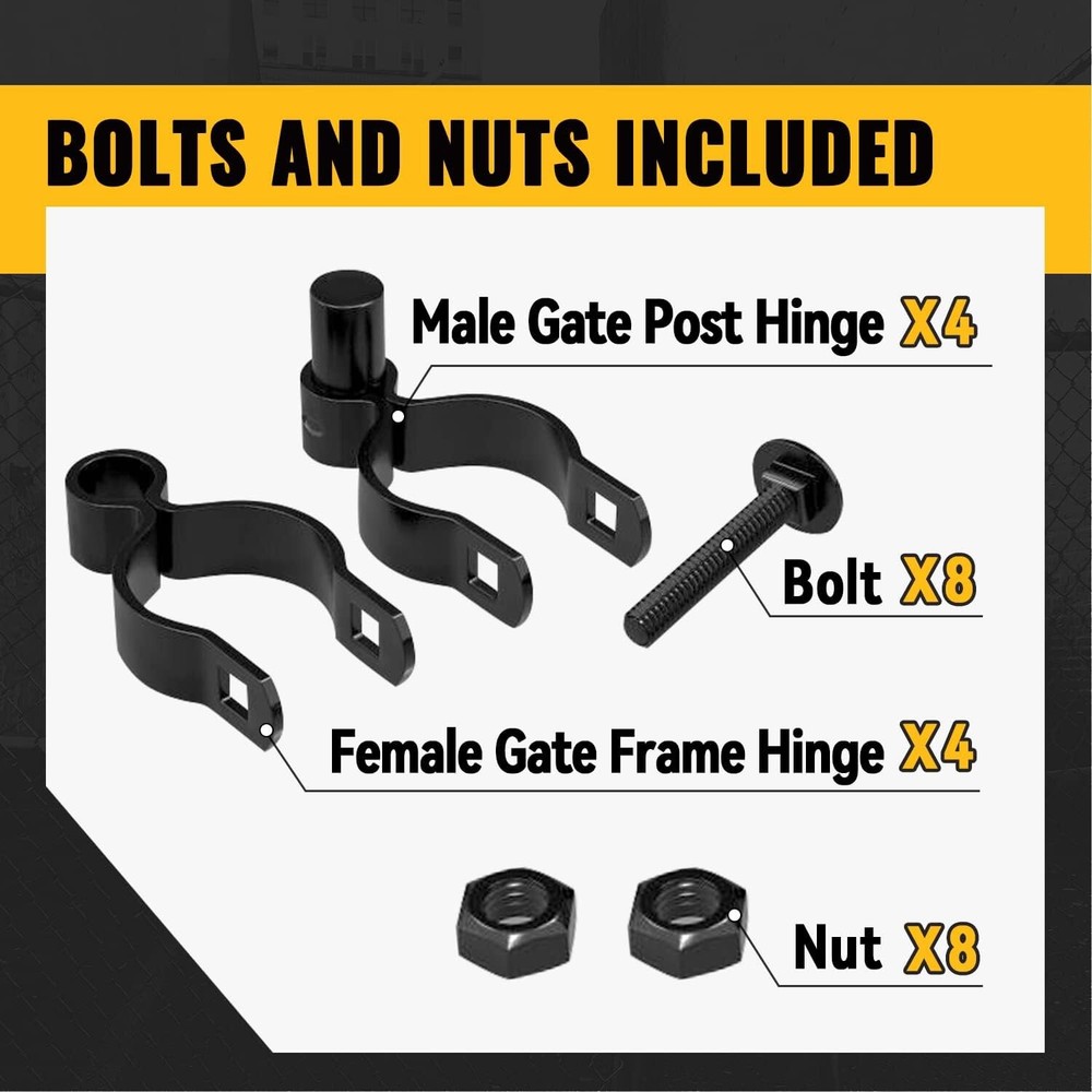 1-3/8" Chain Link Fence Gate Hinge Kit, Gate Post Hinge Kit Include Female Gate