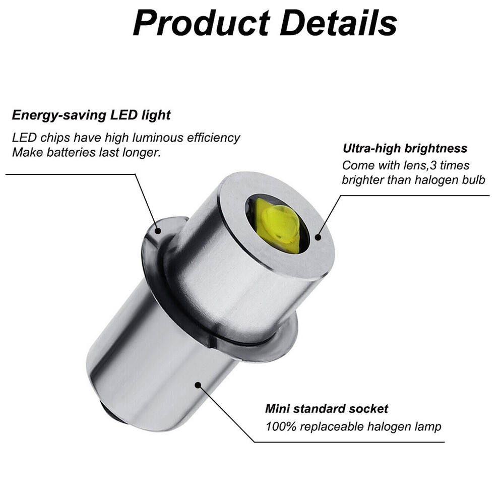 2Pcs Led Bulb Replace For Hitachi UB18DEL 14.4V & 18V Flashlight,Bright White