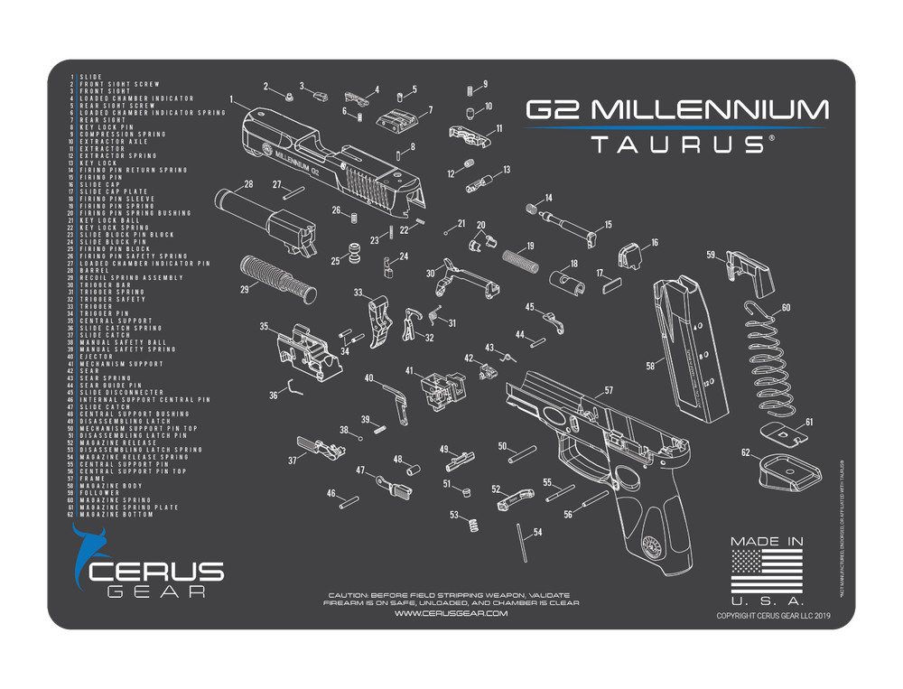 Taurus G2 Millenium Pro Armorers Premium Bench Cleaning Mat Cerus Gear