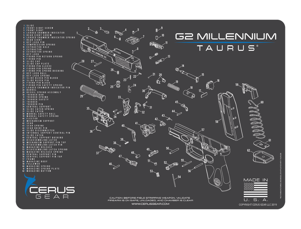 Taurus G2 Millenium Pro Armorers Premium Bench Cleaning Mat Cerus Gear