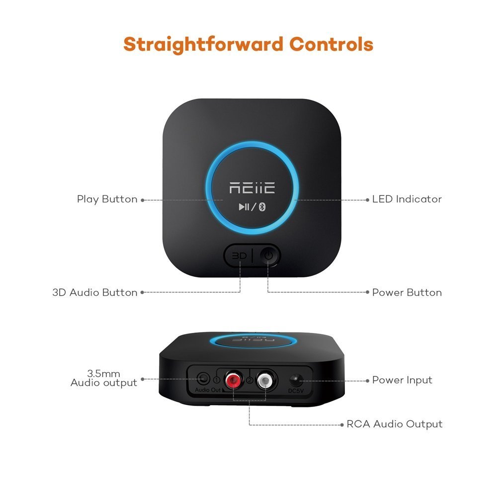 Upgraded Audio Bluetooth Receiver, 3D Surround AptX Low Latency for Home and Car