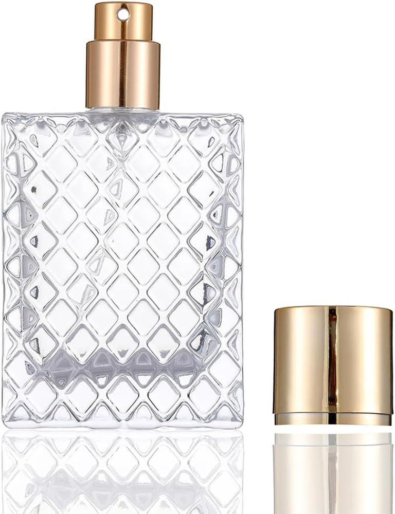 50ML /1.7OZ Transparent Atomizer Spray Refillable Perfume Bottle, Portable Squar