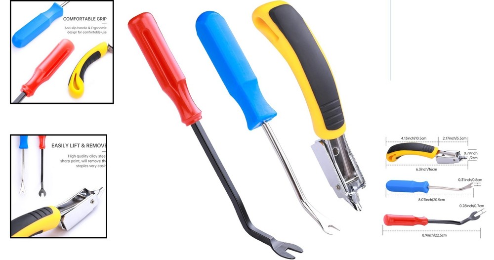 3PCS Upholstery and Construction Staple Remover with Tack Puller Tool, Nail Pull