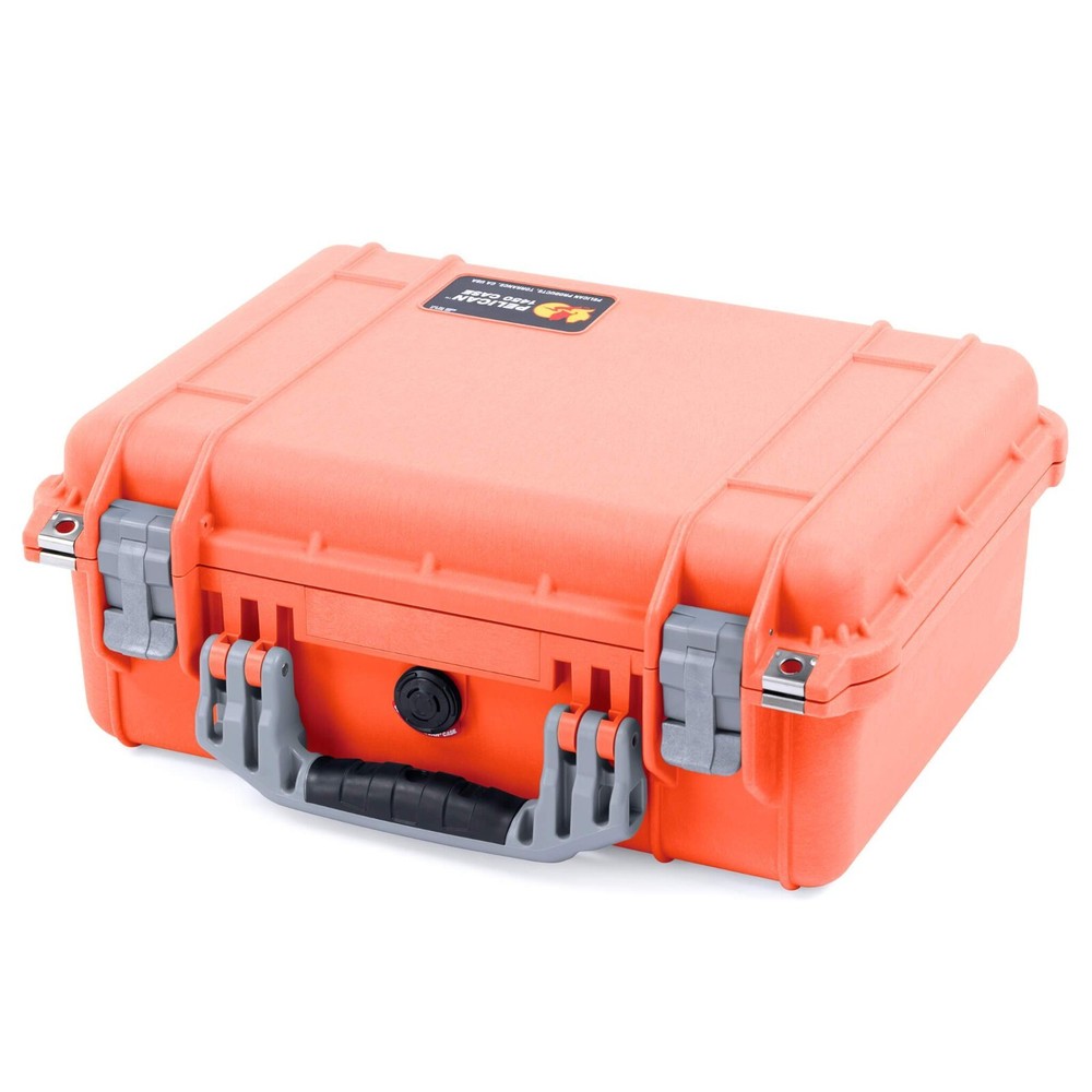 Orange & silver Pelican 1450 case. No Foam - empty.