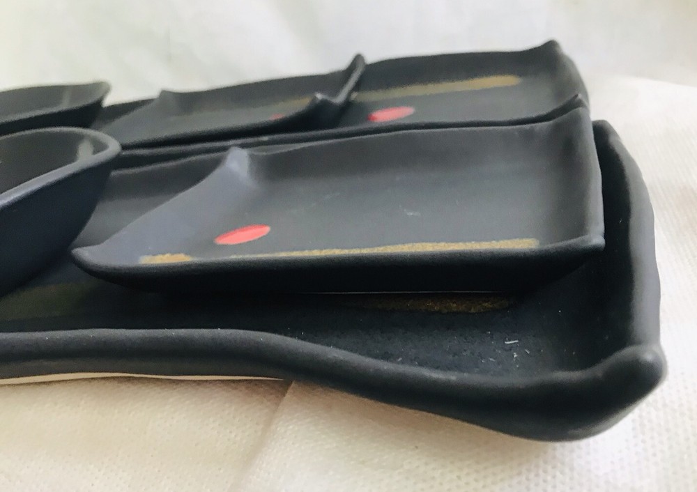 Studio Art Pottery Signed Robb 2 Sushi Serving Sets Bowls Tray