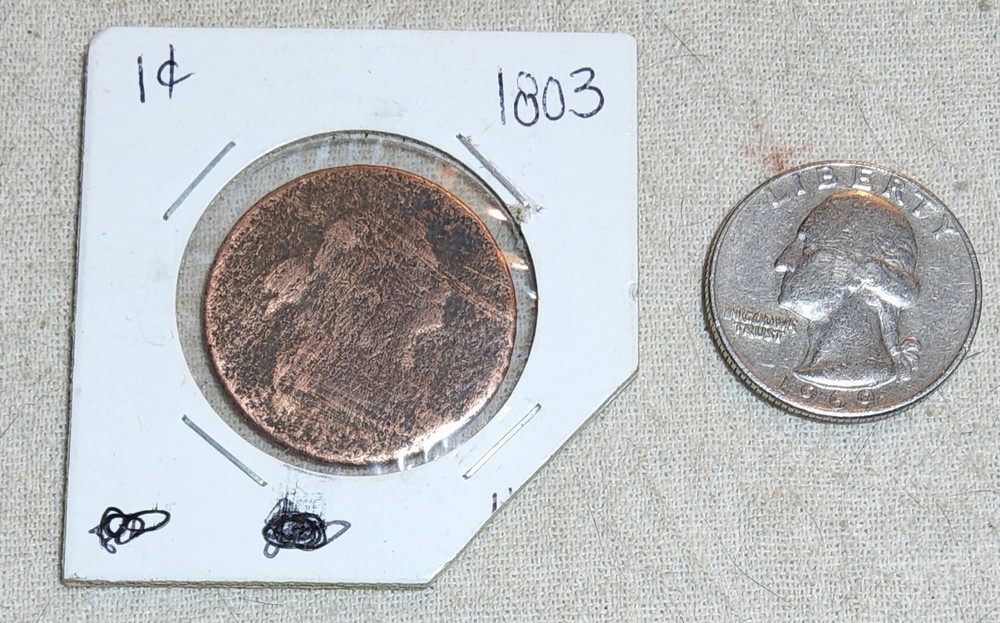 1803 DATED DRAPED BUST LARGE CENT (1 c.) US COIN ABOUT GOOD (AG) CIRCULATED COND