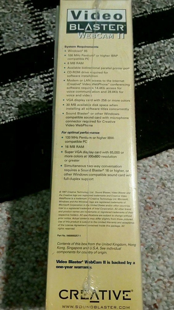 Video Blaster Webcam ( II / 2 ) Creative Labs BRAND NEW COMPLETE PACKAGE