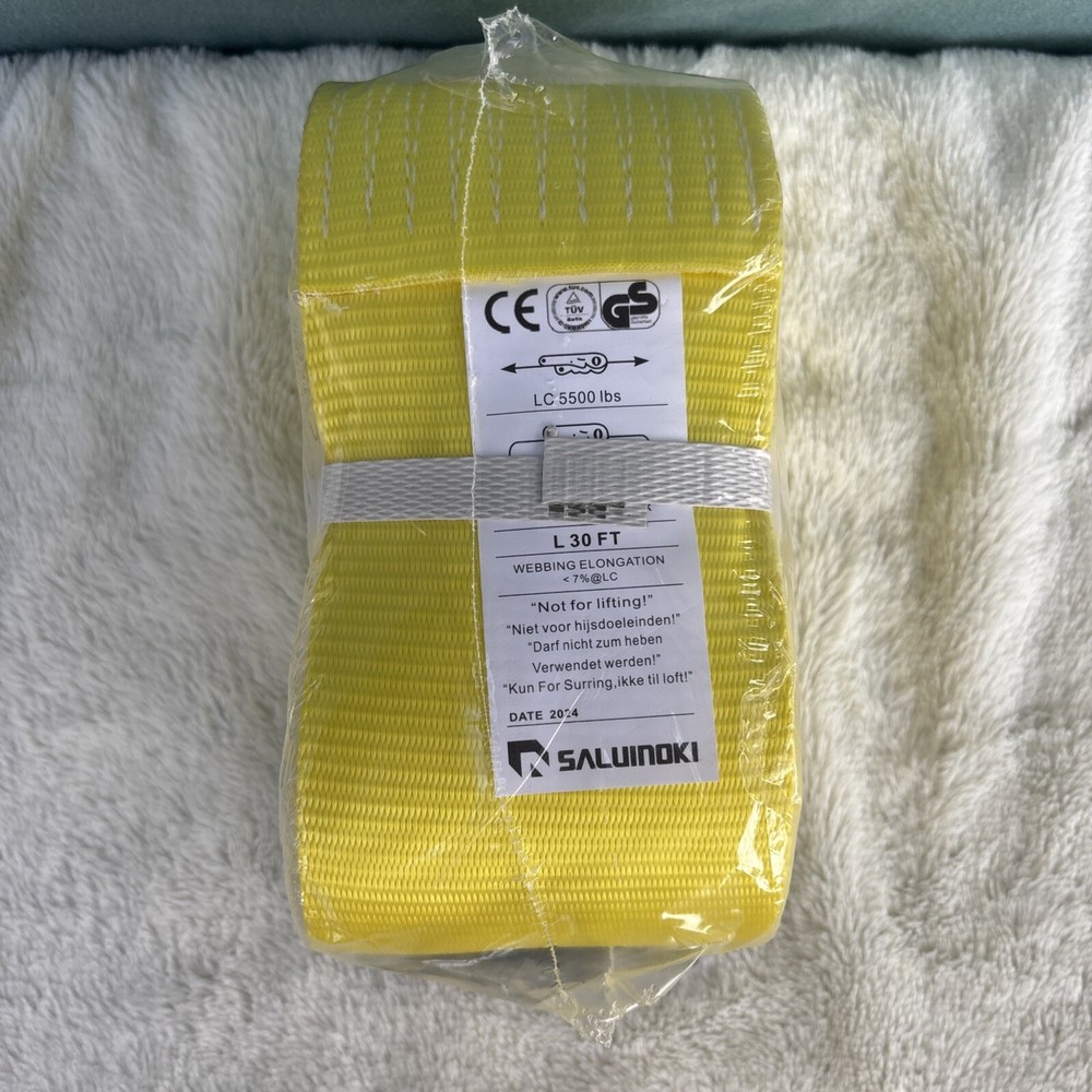 Winch Strap with Flat Hook for Flat Bed Cargo 5500lbs 4” x 30 feet