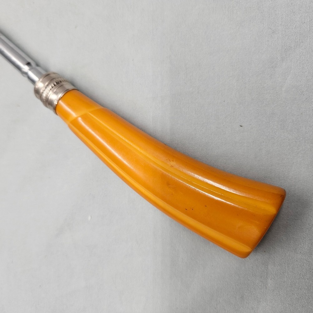 Vintage Butterscotch Bakelite? Handle Stainless Knife Sharpener Kitchen Tool
