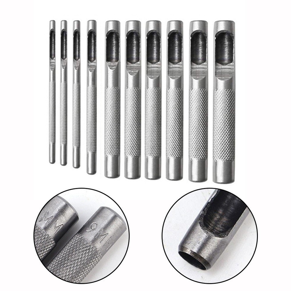 Premium Leather Punching Tools Set 10pcs for Precise Hole Drilling 110mm