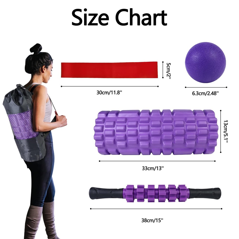 5 in 1 Foam Roller Set, Trigger Point Foam Roller Patented, Massage Roller St...