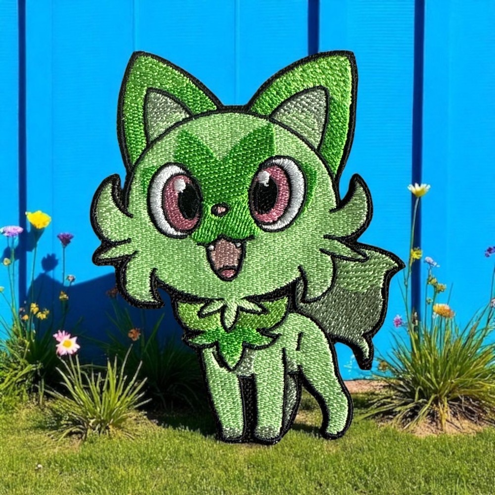 Sprigatito Pokemon Embroidery Patch 4.00" X 3.26"
