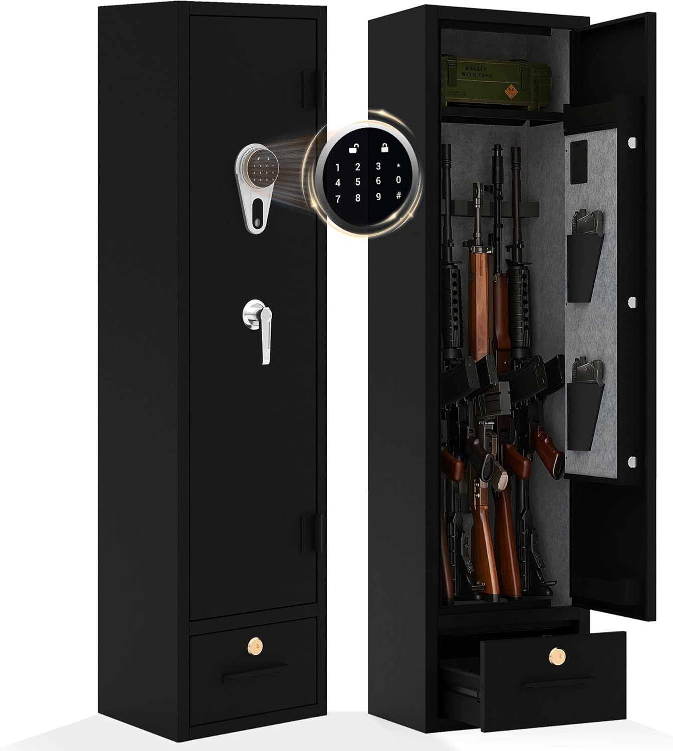 Heavy Duty Steel Gun Safe Cabinet w Digital Lock Removable Shelf for Home Office