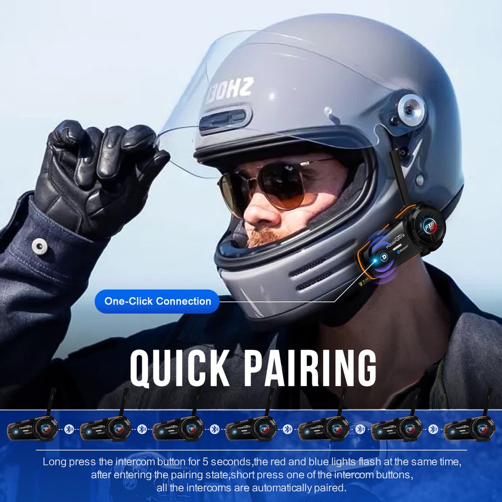 3x FX8 Pro Motorcycle Bluetooth Headset Helmet Intercom 10 Riders Communication