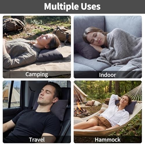 Camping Pillows 2 Pack, Compressible Camp Pillow with Medium-2 Pack Grey