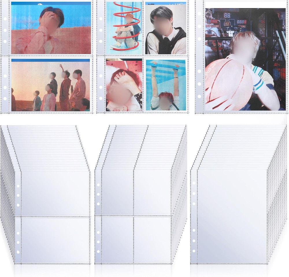 30 Pcs Binder Pockets Clear 4/2/1 Pockets for 6 Ring A5 Binder Insert Card Sleev