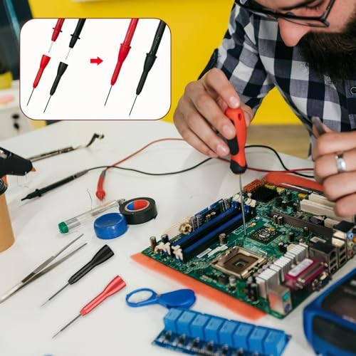 4 Pack Multimeter Test Lead Needle Probes, 2mm Insulation Piercing Back Probe