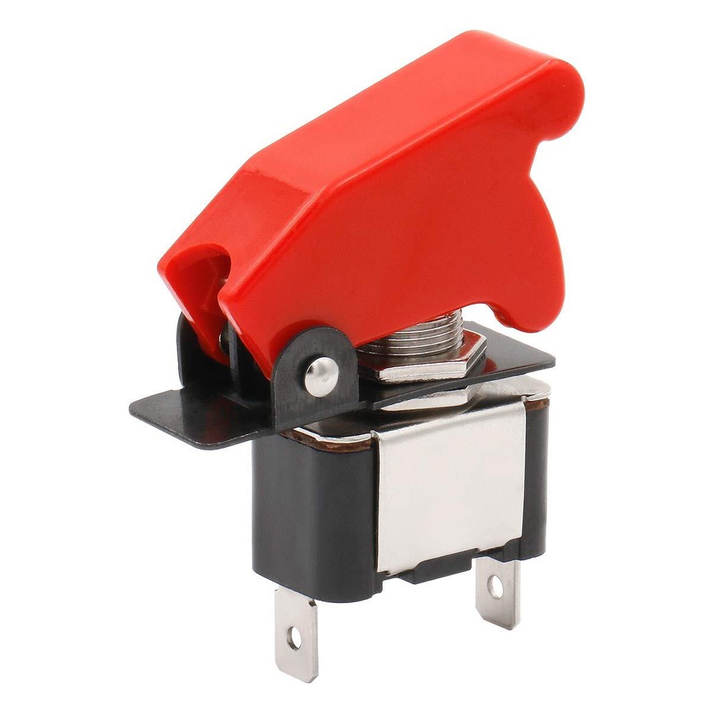 Metal Toggle Switch 12V 20A SPDT ON/Off Waterproof Cap Red