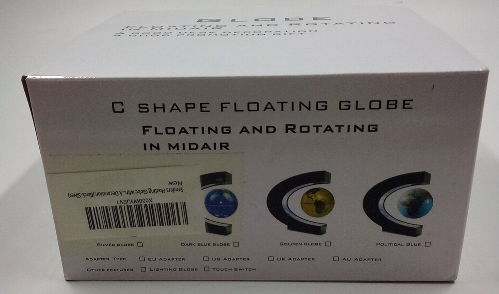Globe Magnetically Floating in Midair Colorfully Lighted Black & Silver Globe