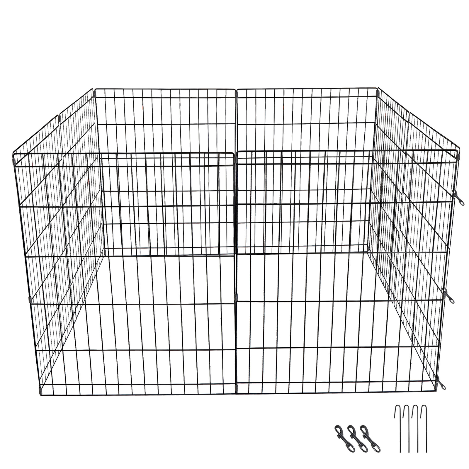 24" Dog Playpen Crate 8 Panel Fence Pet Play Pen Exercise Puppy Kennel Cage Yard
