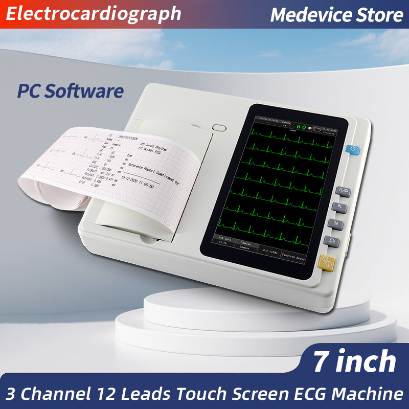3 Channel 12 Lead 7 Inch Touch Screen ECG EKG Machine With PC software