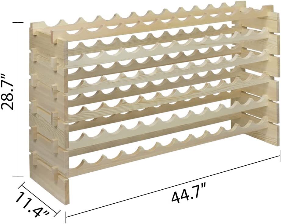 72 Bottles Holder Wine Rack Stackable Storage 6 Tier Solid Wood Display Shelves