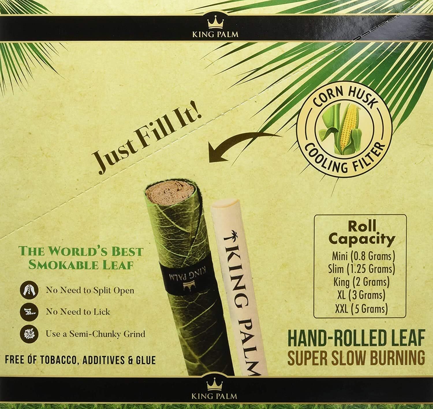 King Palm | Slim | Natural | Prerolled Palm Leafs | 15 Packs of 5 Each =75 Rolls