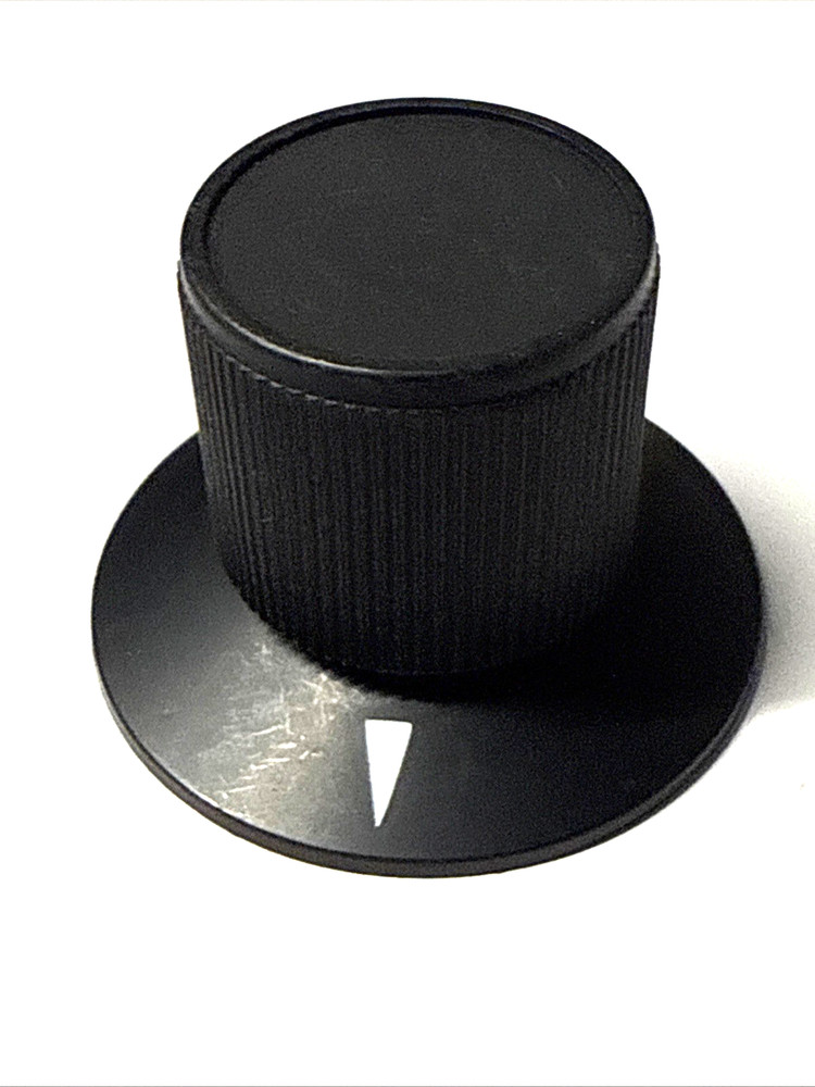 one flat black  knob w/skirt OD =40 mm for 6 mm shaft  w/ double locking screws