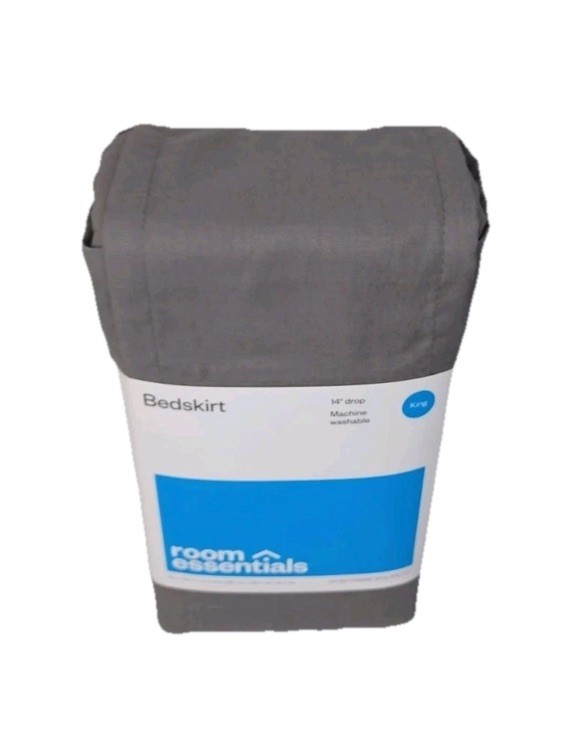 Room Essentials Solid Bedskirt Gray King 14" Drop