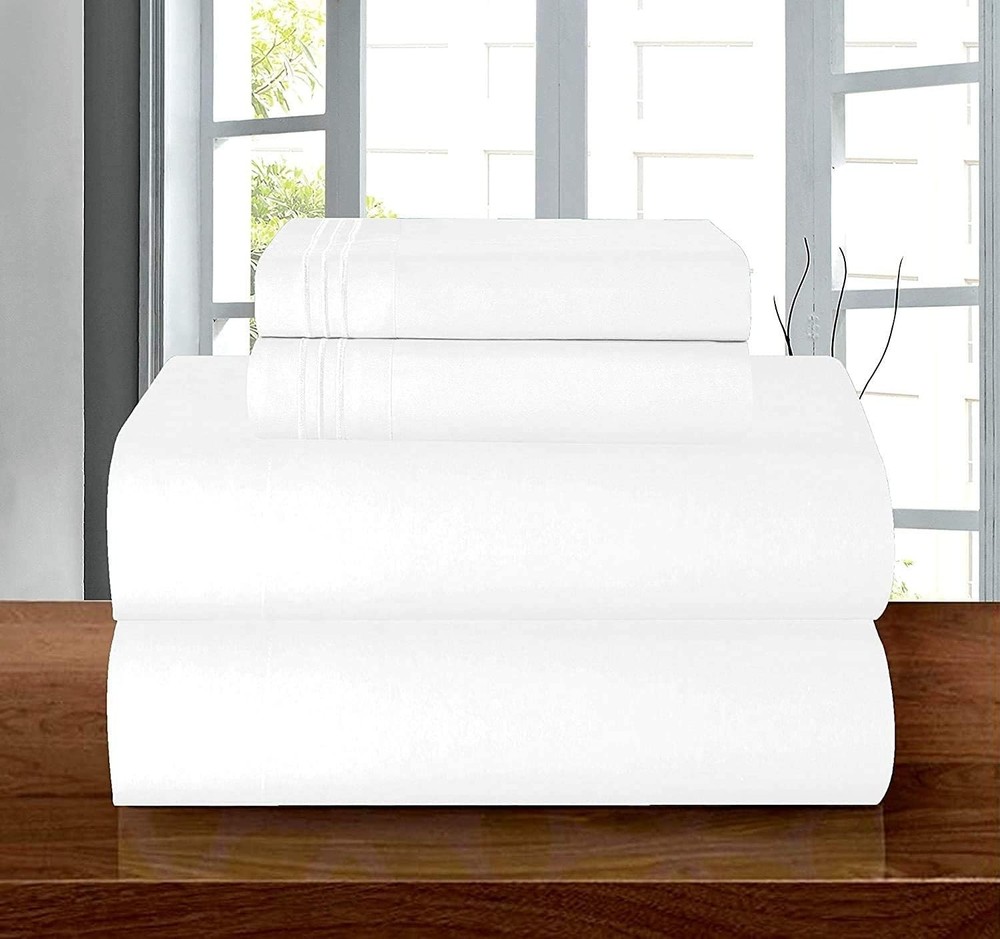 Luxury 1500 Thread Count White Microfiber Bedding Set, Queen, Wrinkle Resistant