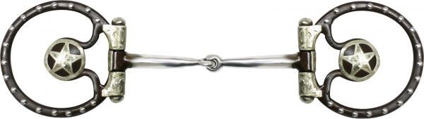 Western Saddle Horse Offset D Ring Snaffle Bit 5.25" w/ Silver Accents + Conchos