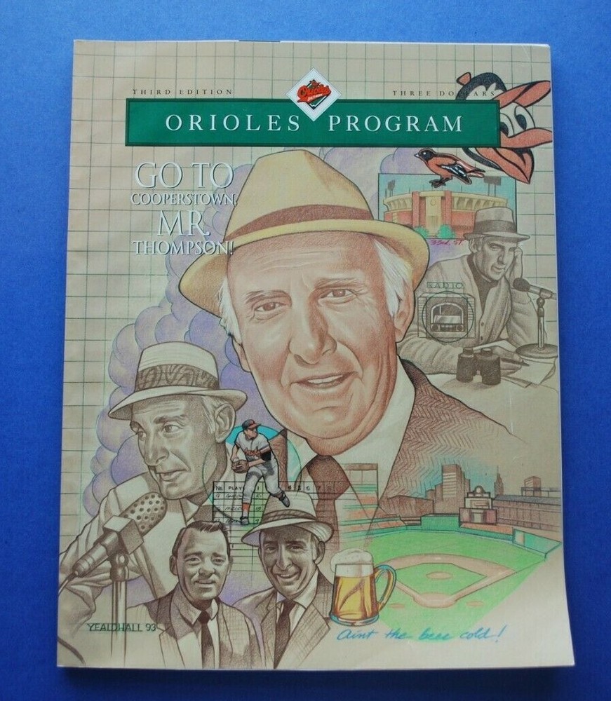 1993 Baltimore Orioles Baseball Program - Chuck Thompson cover EX-MT/NM