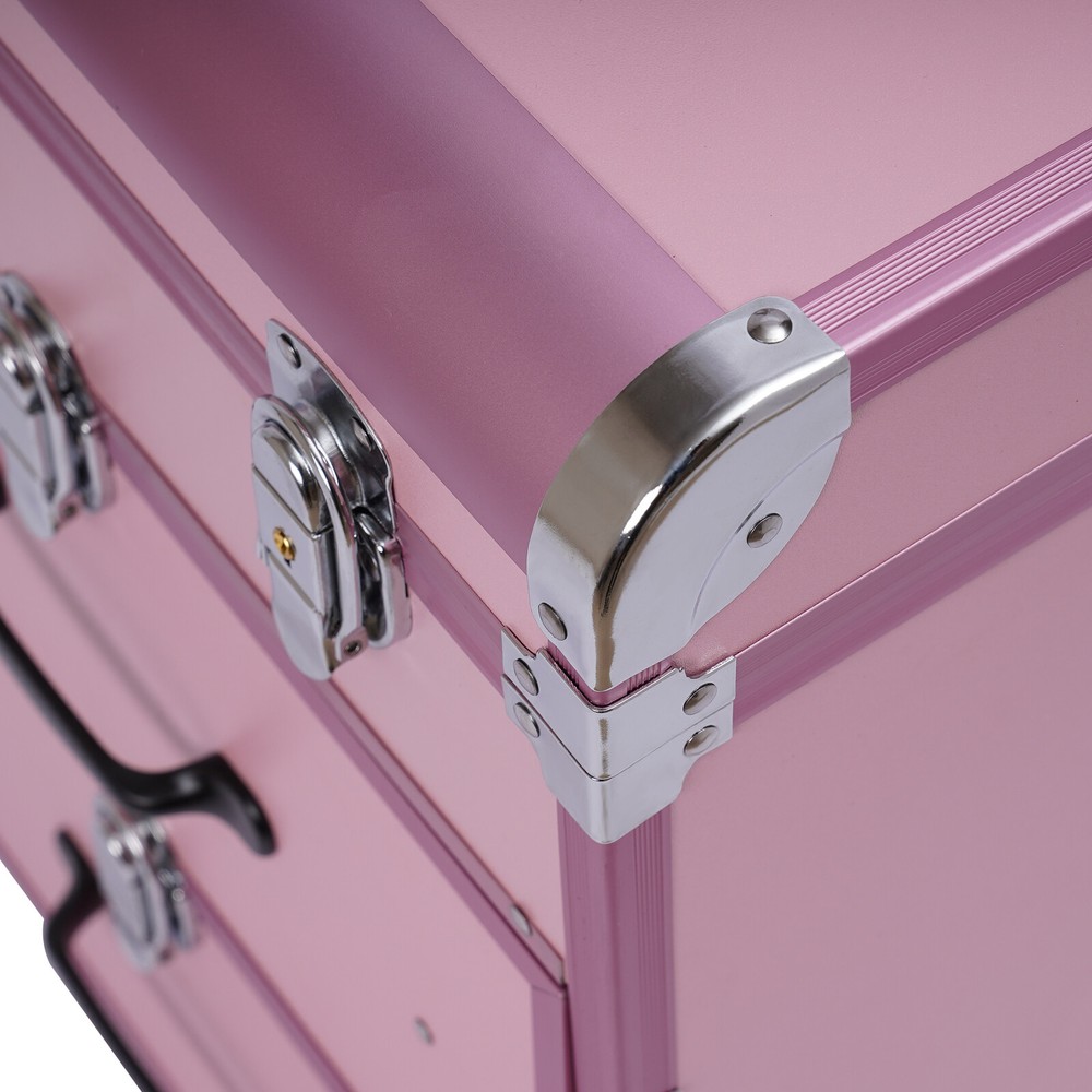 Rolling Makeup Train Case with Drawers Professional Cosmetics Storage Organizer