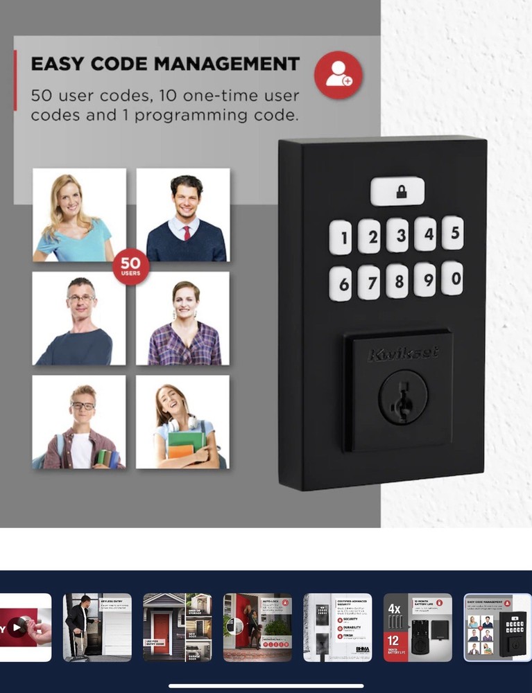 Kwikset SmartCode 260 Keypad Lock Halifax Lever Combo Pack Electronic Deadbolt